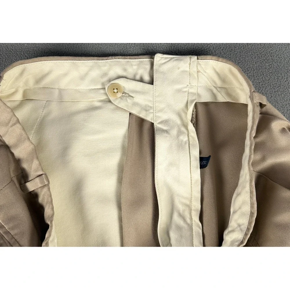 Polo Ralph Lauren Pants Slacks 36x32 Beige Pleated Cuffed Polyester Old Money